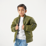 Olive Green Kids Bomber Jacket - Image 3