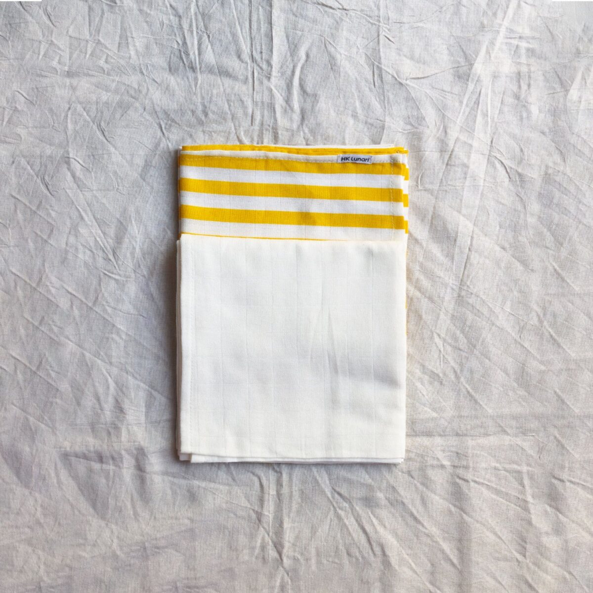 Muslin Swaddle Sheets Yellow & Ivory Strip - Image 2