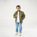 Olive Green Kids Bomber Jacket - Image 5