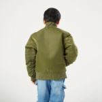 Olive Green Kids Bomber Jacket - Image 7