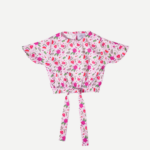 Pink Petal Summer Co-ord Set Girls Cotton Top & Trouser