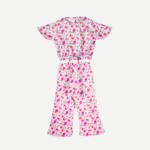 Pink Petal Summer Co-ord Set Girls Cotton Top & Trouser - Image 2