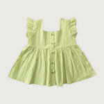 Lime Green Muslin Frock & Shorts Set For Girls - Image 3