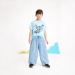Blue line tapered pants Kids Cotton Trousers - Image 2