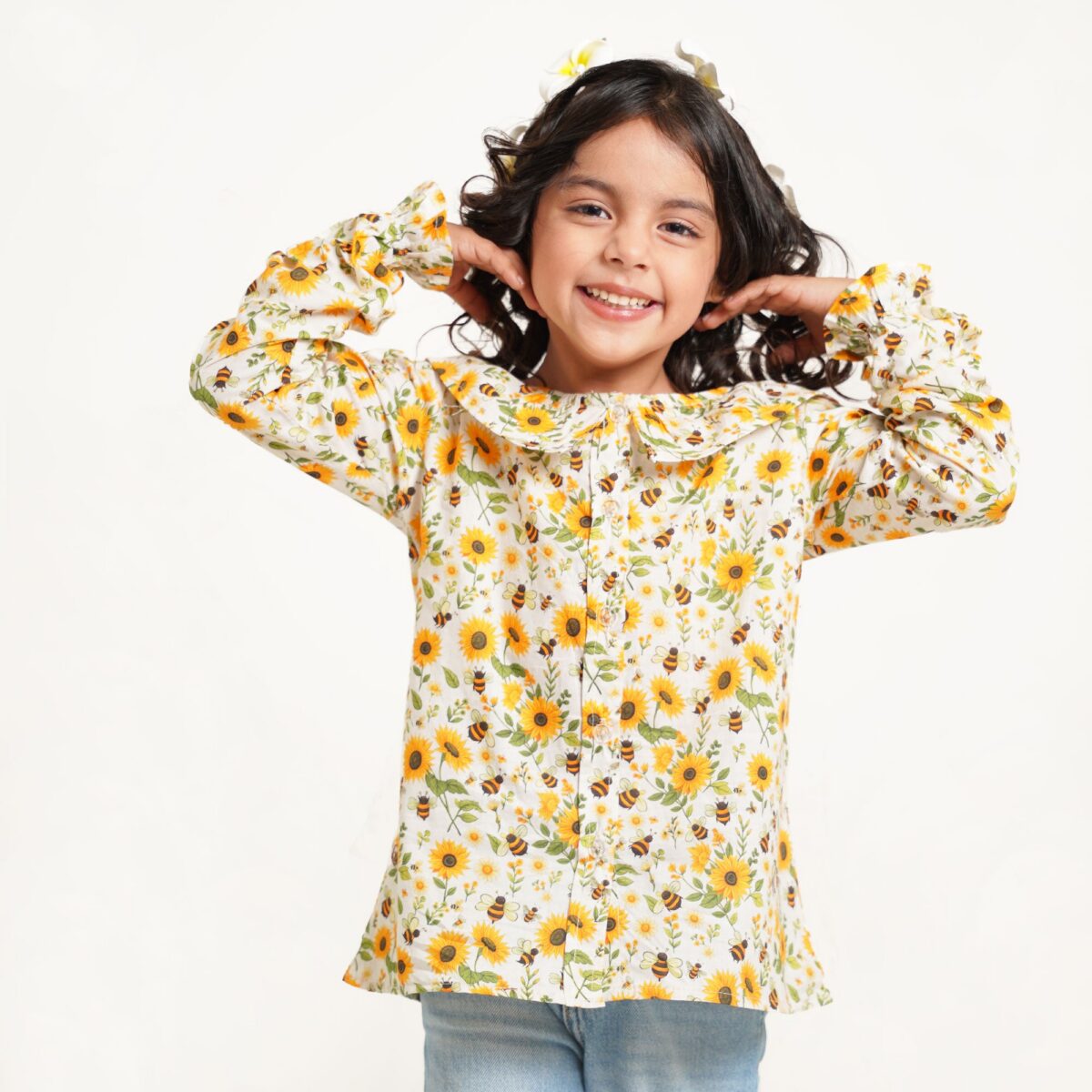 Sunflower Bloom Printed Top for Girls - Image 3